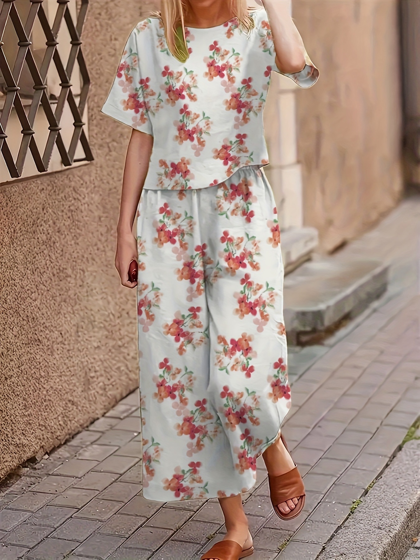 Casual Fashionable Loose-fitting Short-sleeve Crew-neck T-shirt And Pants Set