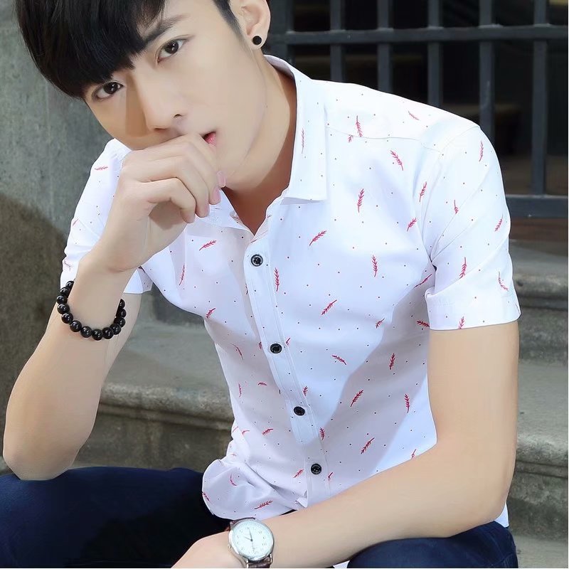 Men's Slim Fit Summer Popular Short Sleeve Shirt