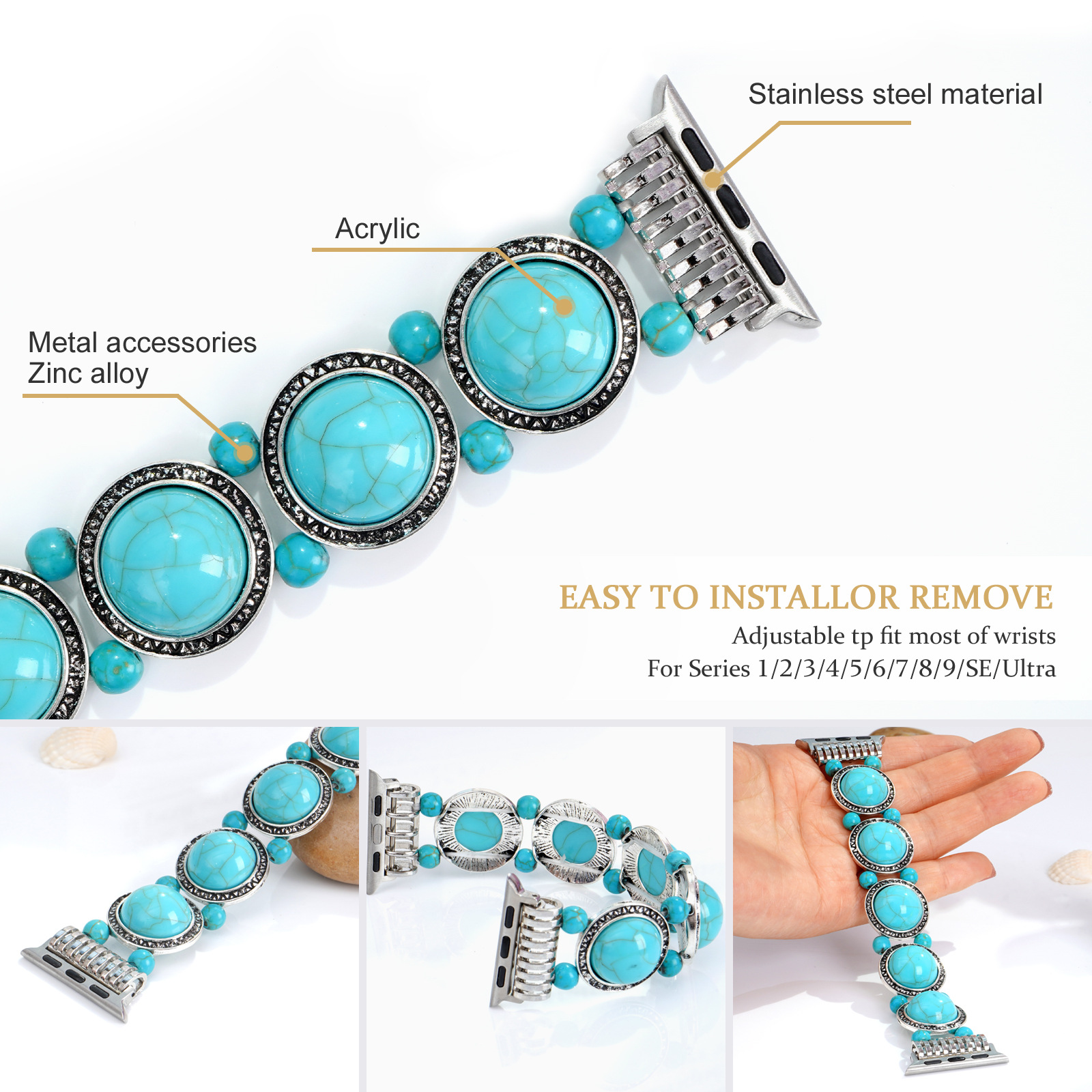 Title 2, Turquoise Single Circle Watch Bracelet