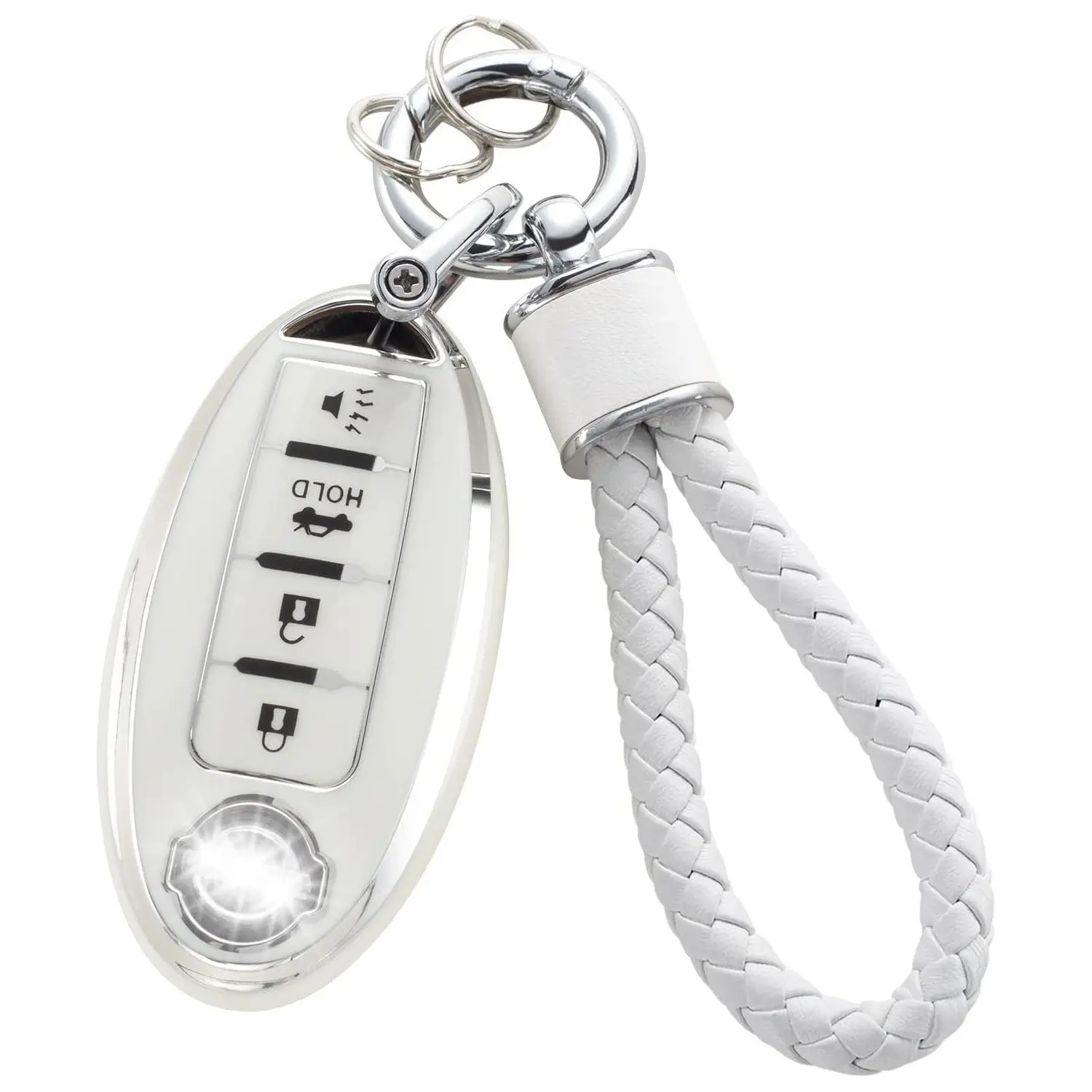 Silver Edge Car Key Cover Matching Chain