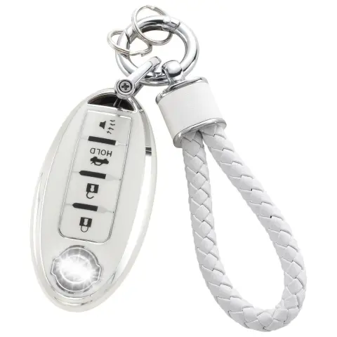 Silver Edge Car Key Cover Matching Car Key Chain