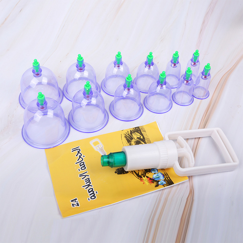 12-Cup Vacuum Cupping Set Pump-Action Fire Cupping With Paper Card