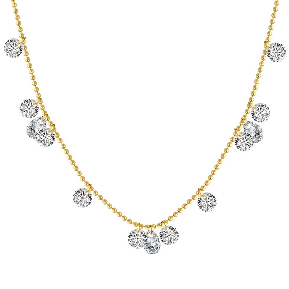 Silver S952 Water Drop Pear-shaped Zircon Perforated Sparkling Cool High-end Fashion Necklace