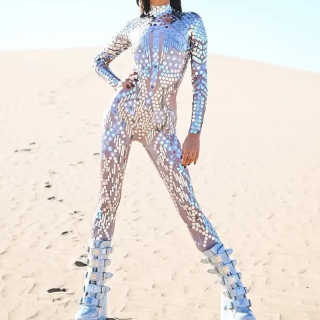 Fashion Special Women's Clothing Tight Jumpsuit Silver - Shop at LoveMi