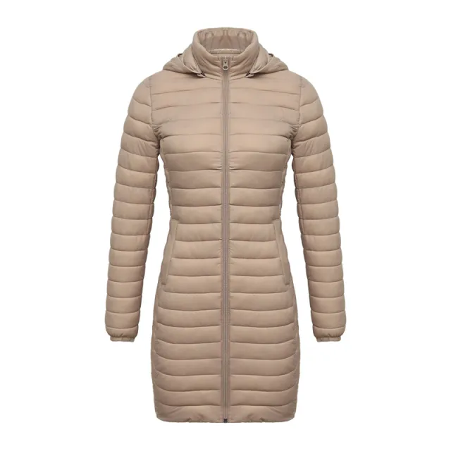 Women's Lightweight Mid length Slim fit Cotton padded Jacket Creamy White - Shop at LoveMi