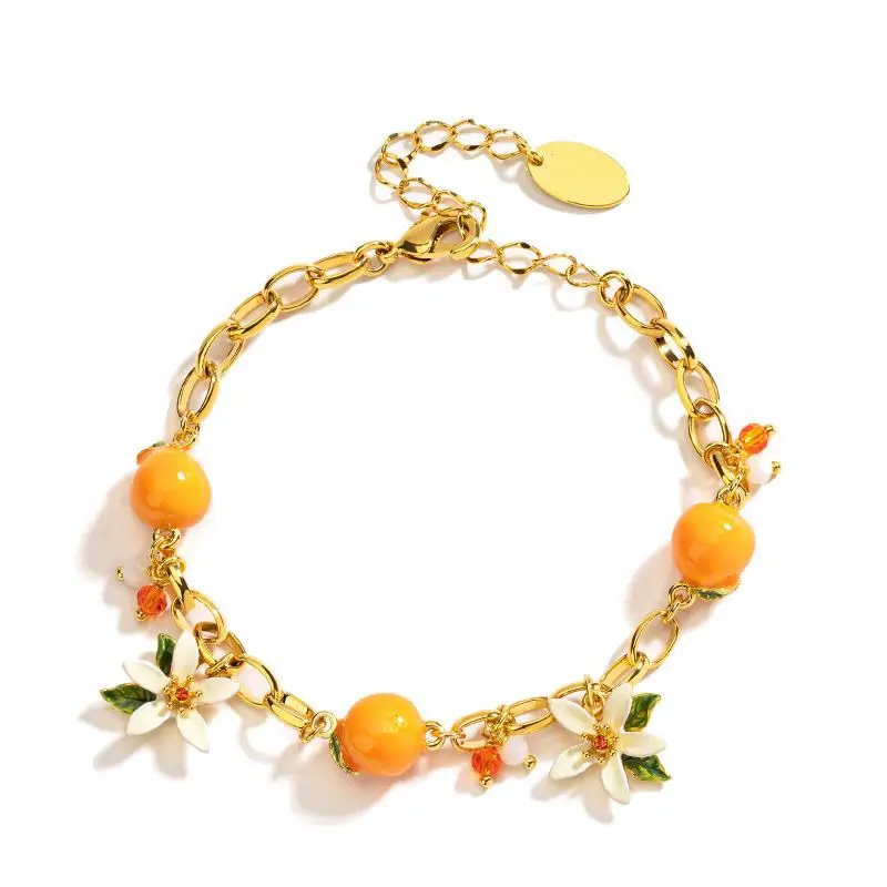 Cute Sweet Temperament Organge Flower Gardenia Bracelet