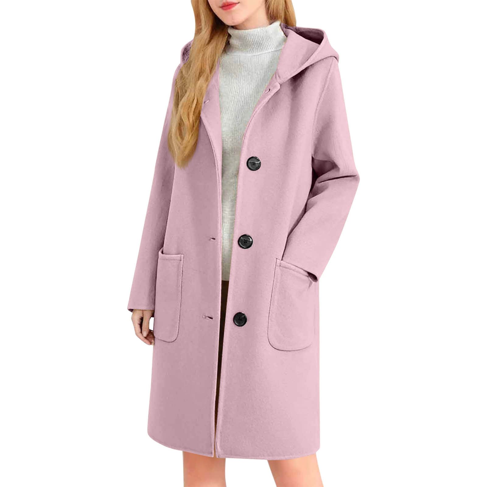Womens Double-Faced Wool Coat With Hood - Image 7