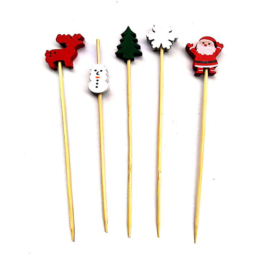 Title 4, Fruit Toothpick Disposable Bamboo Stick Snowfla...