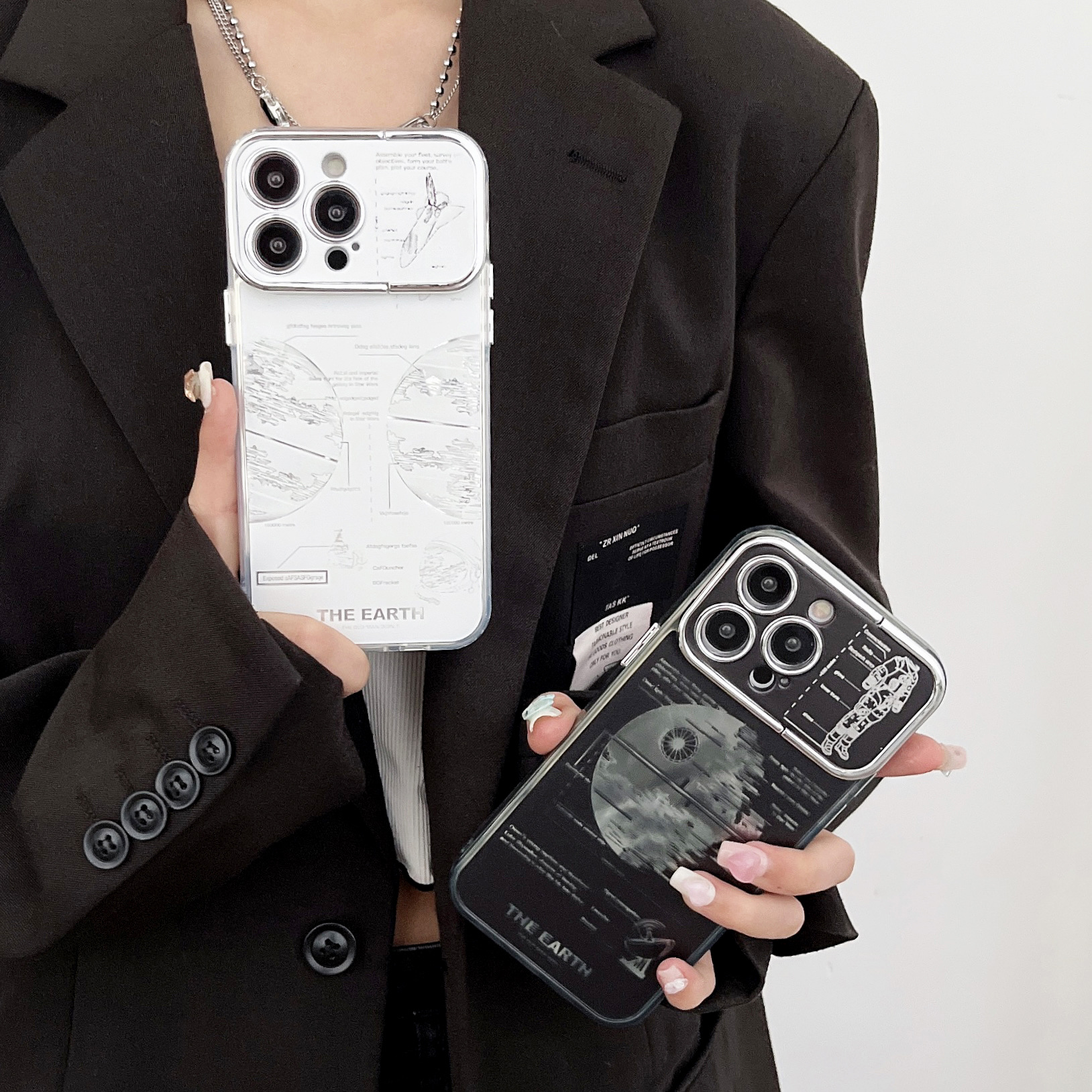 Pleated Bracket Phone Case Metal Planet - Image 4