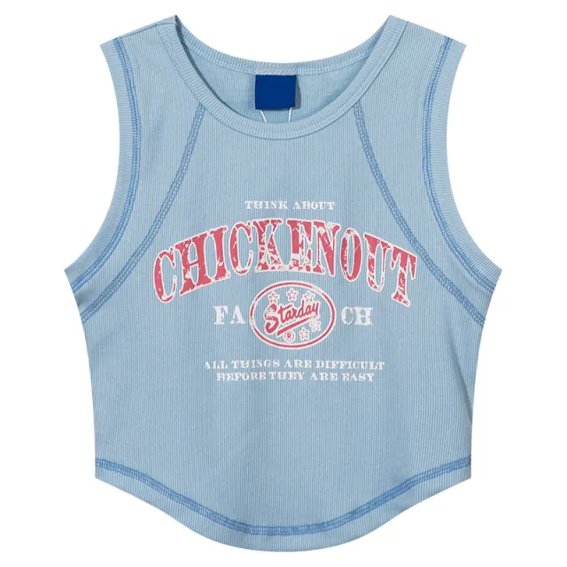 Retro Distressed Printed Short Top For Women Blue - Shop at LoveMi