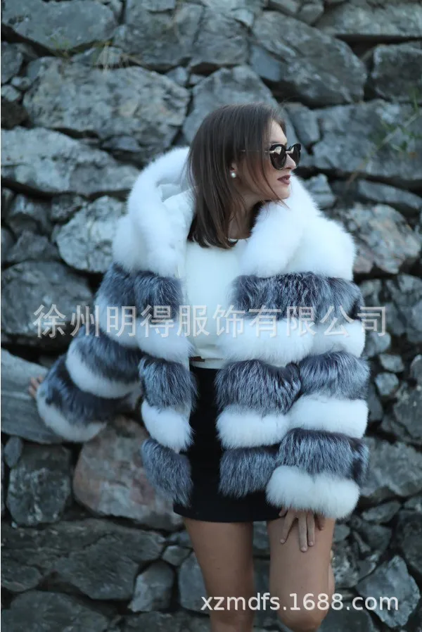 Fashion Loose Fur Hooded Women's Coat White Silver Fox Color - Shop at LoveMi