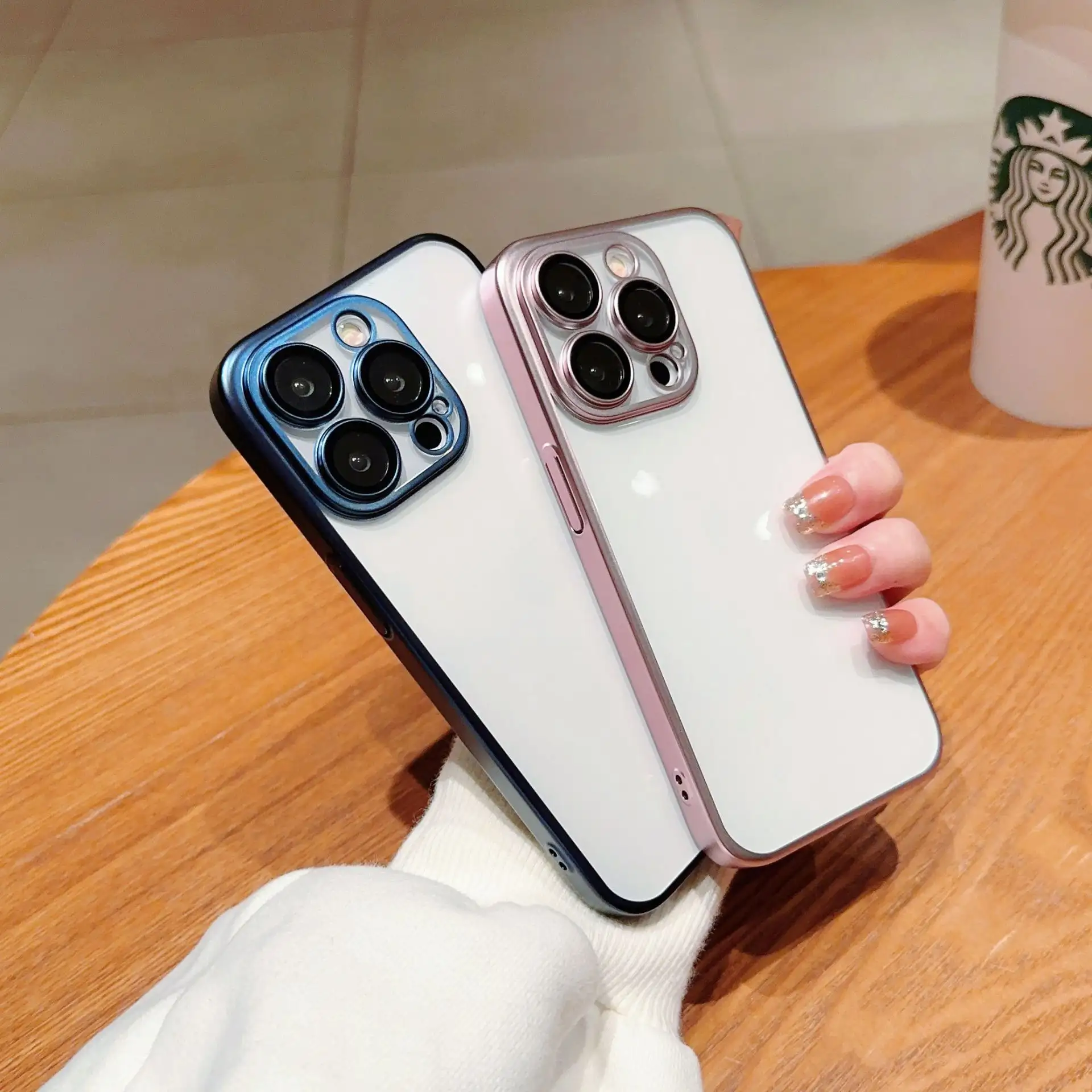 Transparent Phone Case Matte Plating Tape Lens Protector
