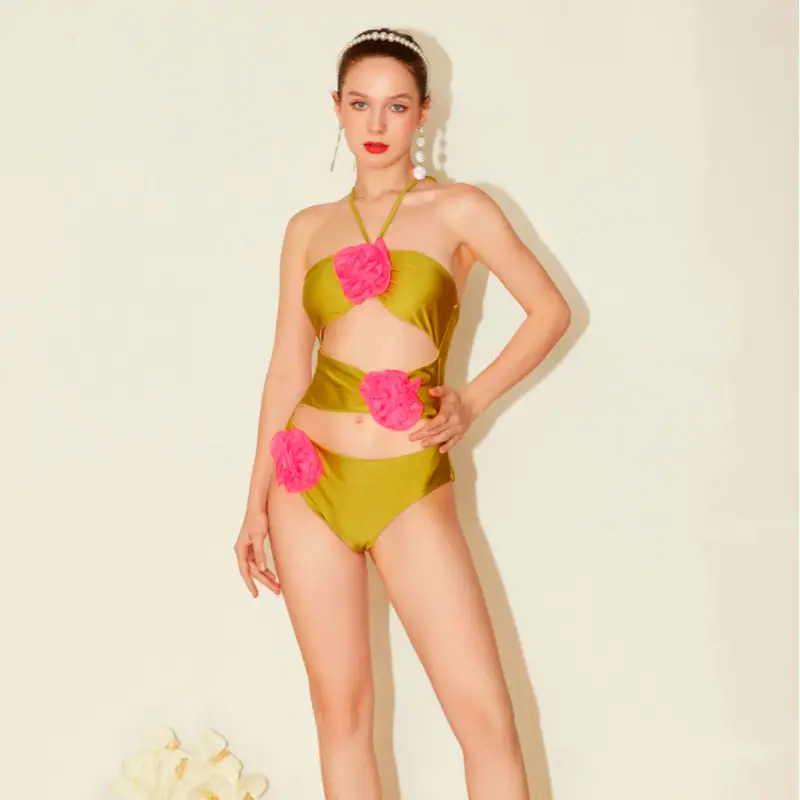 French One-piece Solid Color Women's Bikini