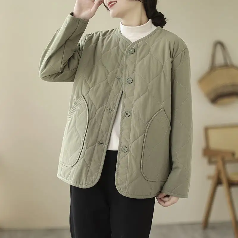 Winter Cotton Padded Coat Womens Stand Collar