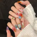 Island Elf Trendy Wearable Nails Featuring French-style 3D Floral And Insect Carvings view 2