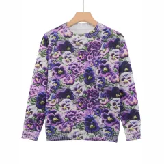 Plus Size Women's Digital Printed Round Neck Pullover Top - Colour - View 1