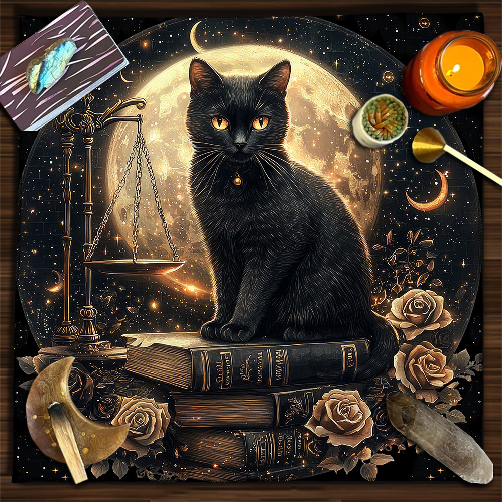 Moon Sun Flower Constellation Flannel Tarot Tablecloth