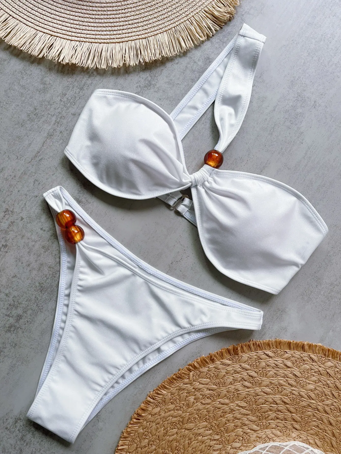 Pure Color Bikini Backless Split Swimsuit