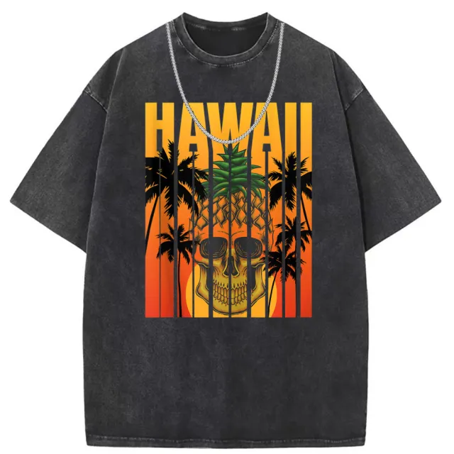 Women's Washed Old American Street Short sleeved T shirt Style2 Xl - Shop at LoveMi