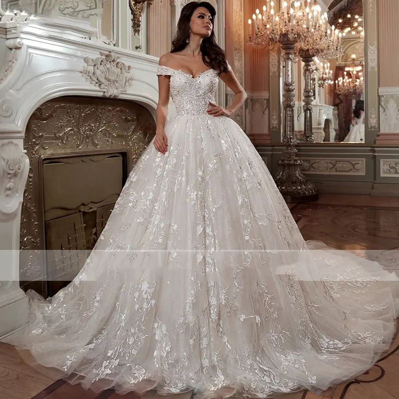 Off-shoulder French-style Bride Trailing Mori Style Simple Small Wedding