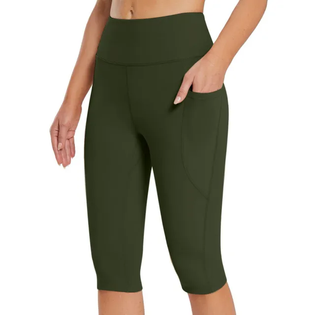 Side Pocket Solid Color High Waist Tight Stretch Sports Leggings Green - Shop at LoveMi