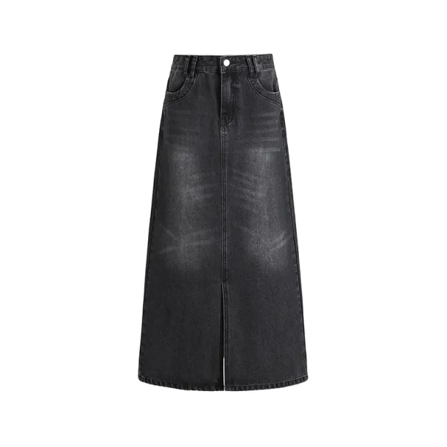 Fashionable American Retro Denim Skirt For Women Elegant Black - Shop at LoveMi