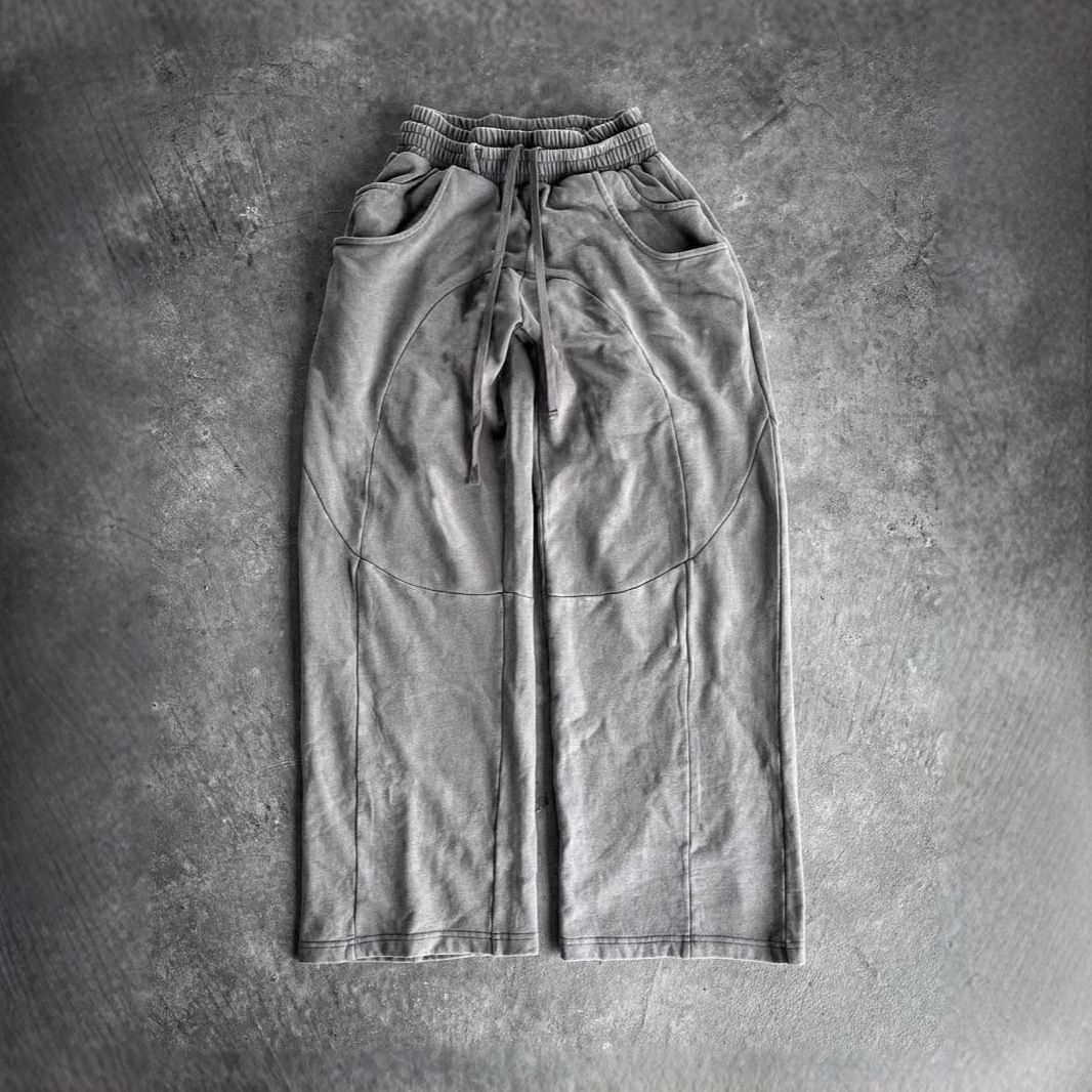 Retro Straight-leg Heavyweight Washed-and-distressed Casual Trousers