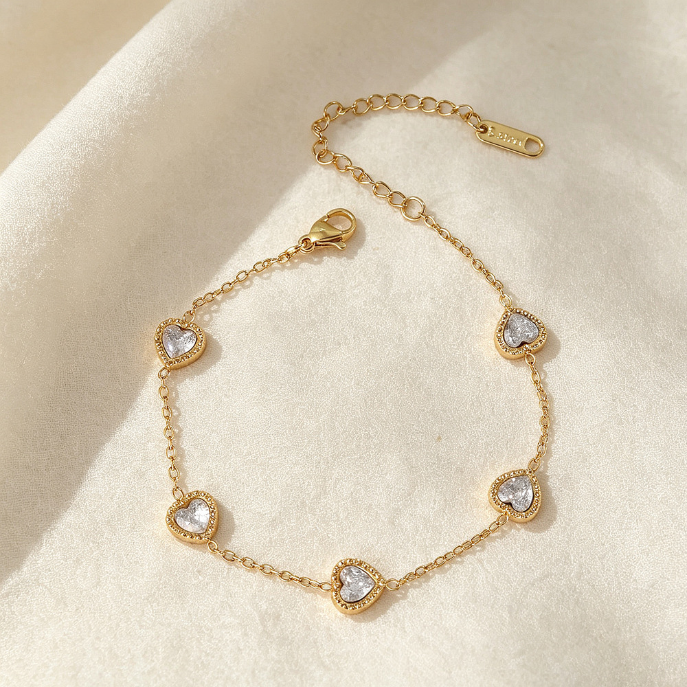 Women's Heart-Shaped Zircon Titanium Steel Stainless Steel Bracelet product image