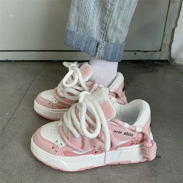 Female Dad Shoes Versatile Student Casual Platform Height Increasing Pink - Shop at LoveMi