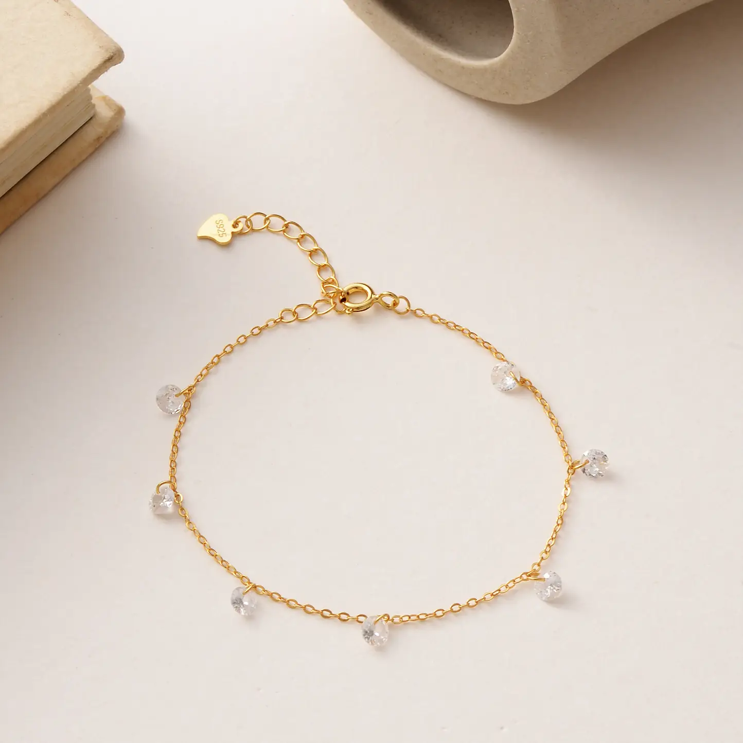 Women's Sterling Silver Super Flash Zircon Bracelet Simple