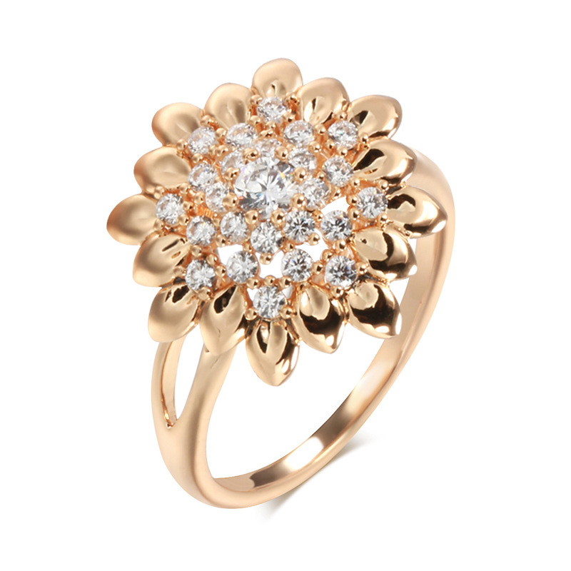 SUNFLOWER Ring With Zircon Sunflower