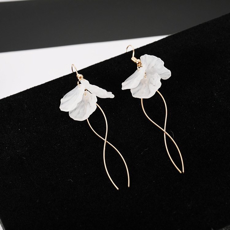 Korean Style Simple All-match Candied Petal Long Earrings