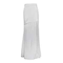 Spring New Elegant Graceful Solid Colour Silk Satin High Slit Skinny Sheath Fishtail Skirt Ins - White - View 1