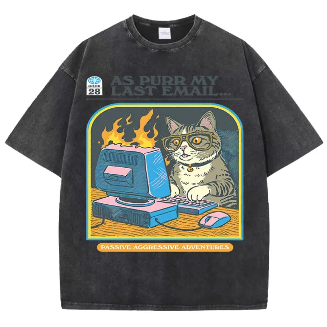 Men's Cat Playing Game Print Top Black - Shop at LoveMi