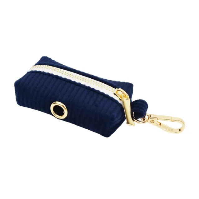 Navy Blue Corduroy Pet Collar Outdoor Dog Leash Hand Holding Rope Dog Poop Bag - Shop at LoveMi