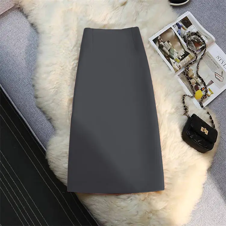 Women's Suit Skirt Mid-Length Straight Cut Slit Bodycon