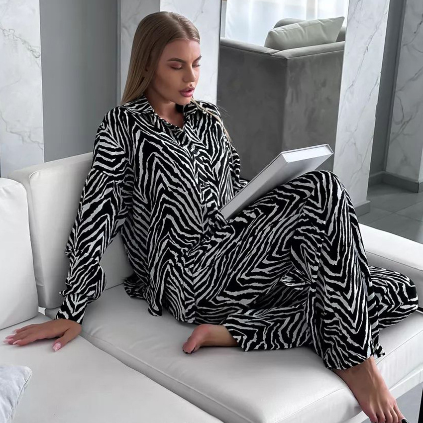 Women's Fashion Loose Striped Printed Homewear