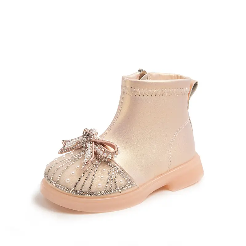 Kids Rhinestone Booties With Soft Soles