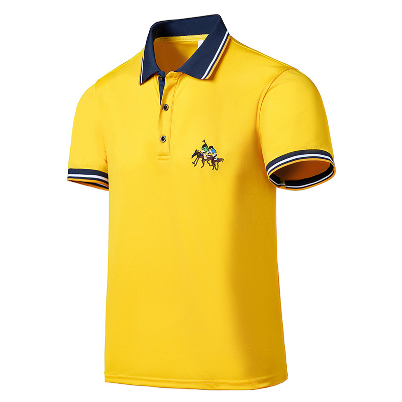 Mens Short Sleeve T Shirt With A Lapel And High End Embroidery