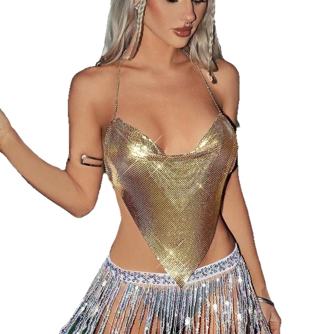 Women's Fashionable Personalized Metal Chain Tube Top