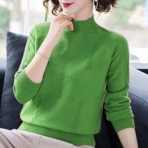 Plus Size Women's Cute Young Trendy Long sleeve Loose Casual Sweater Top Green - Shop at LoveMi