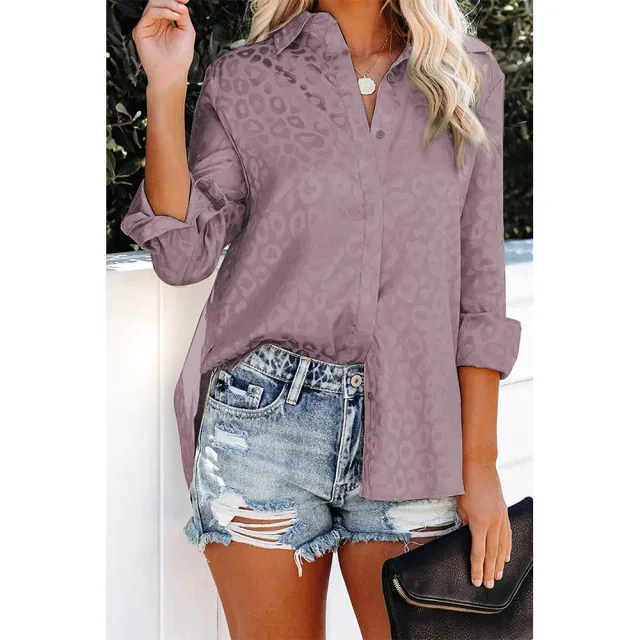 European And American Printed Women's Loose Single breasted Shirt Lc2551057 Purple - Shop at LoveMi