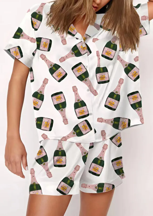 Creative Beer Print Casual Short sleeved Shorts Home Wear Suit Main Picture S - Shop at LoveMi