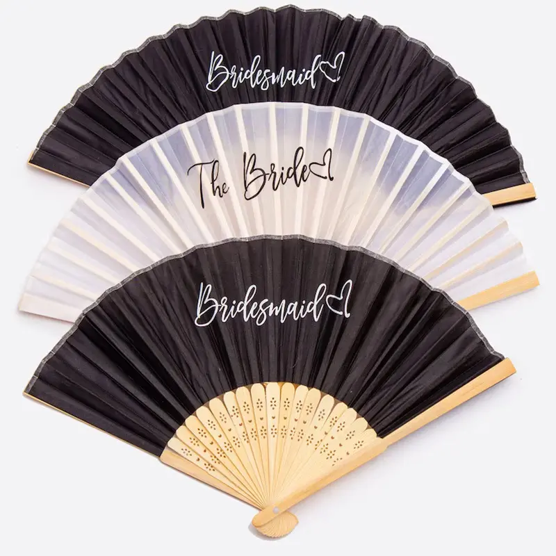 Bride And Bridesmaid Black White Fan Bachelor