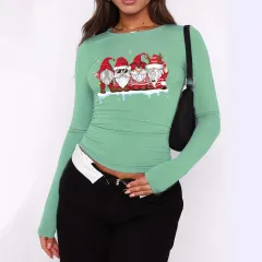 Round Neck Long Sleeve Loose Print T-shirt - 4Color-3Xl - View 1