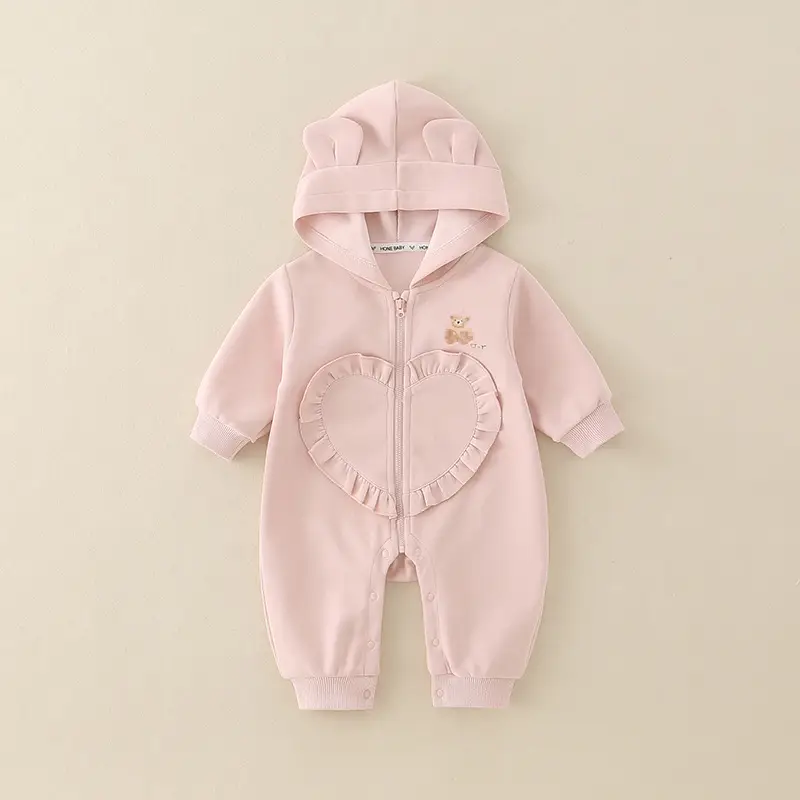 Baby Girl Hooded Cartoon Cute Jumpsuit Infant Fall Outfit Jumpsuit