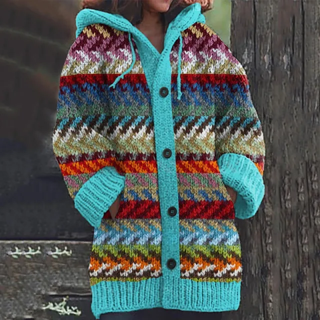 Retro Ethnic Print Women's Casual Cloak Coat Dz165720Qxgreen - Shop at LoveMi