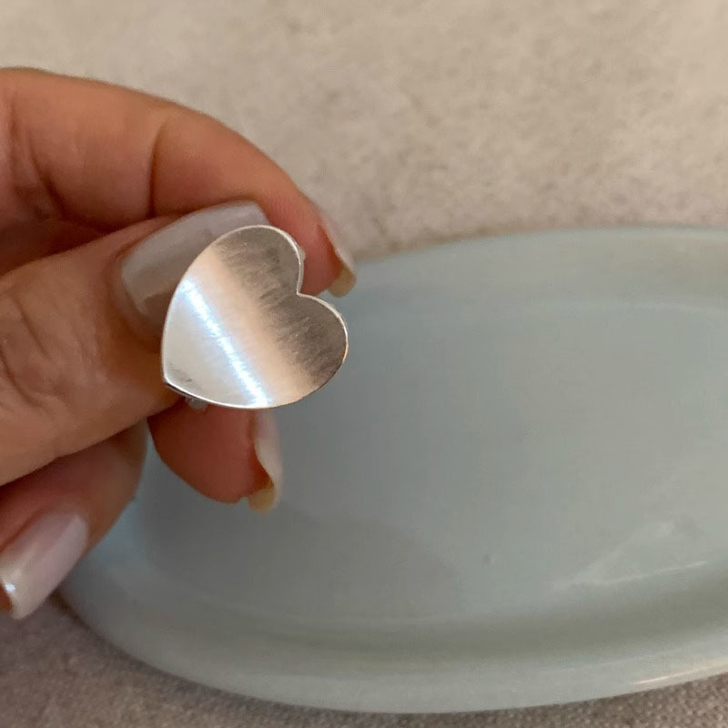 Brushed Frosted Heart Cross Ring Female Index Finger