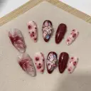 Blooming Hand-painted Three-dimensional Carved Mid-length Manicure Wear Nail view 1
