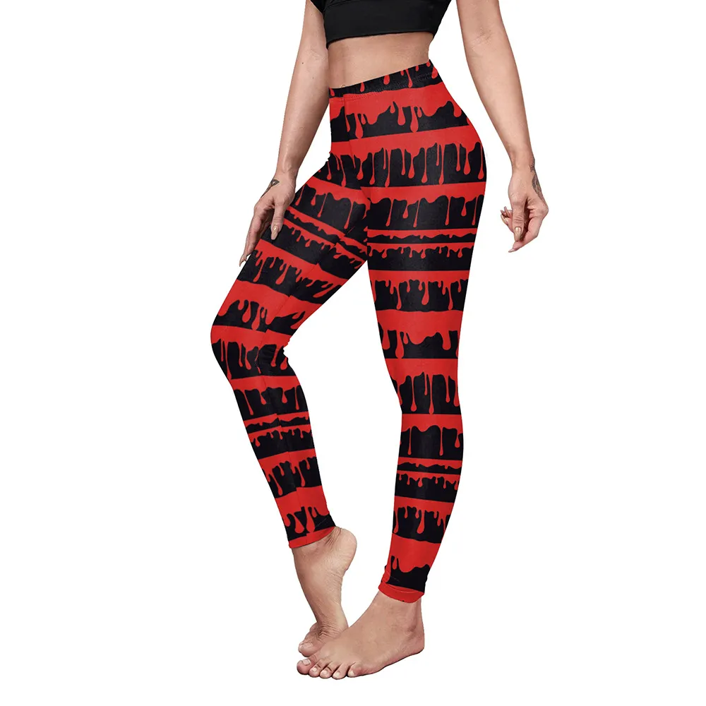 Women's Fashion Casual Pumpkin Spider Web Printed Slim Elastic Yoga Pants - B230 1021-L